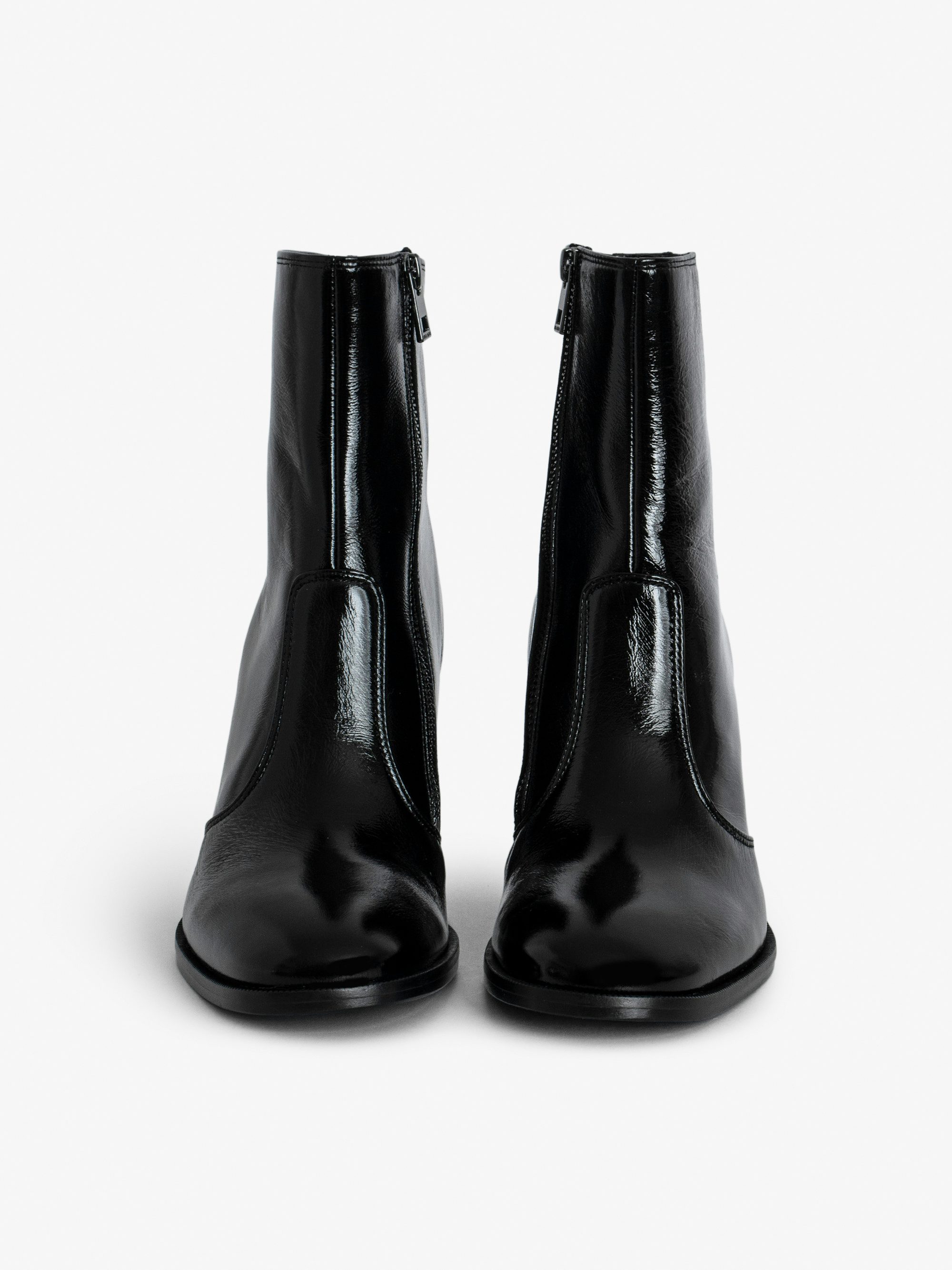 Preiser Ankle Boots - Patent- and crinkle-effect leather ankle boots.